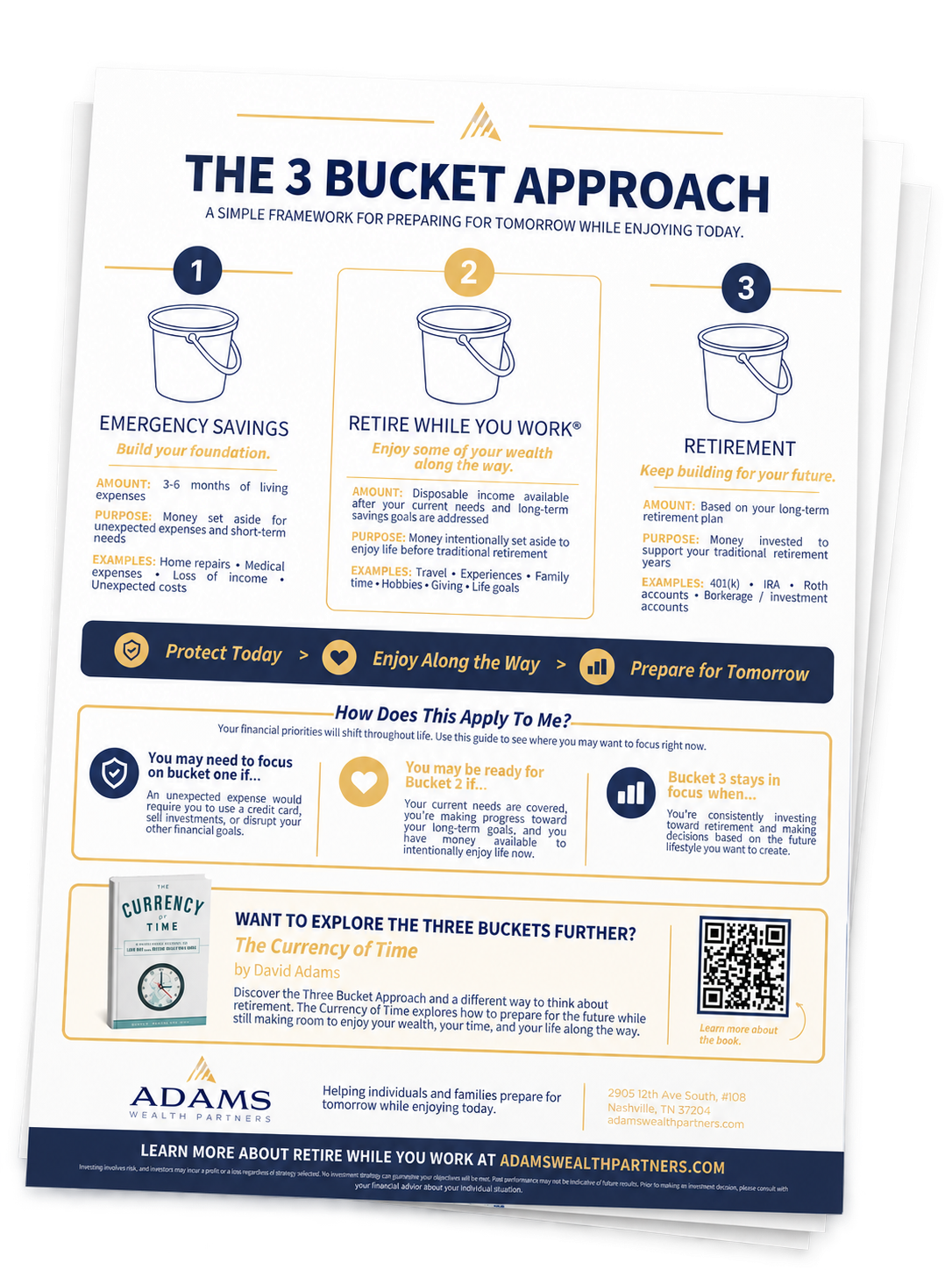 The Three Bucket Approach guide from Adams Wealth Partners